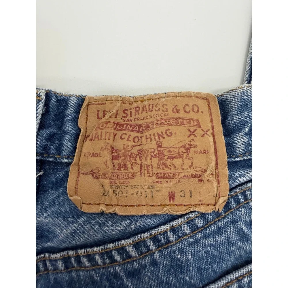 Vintage Levi's 501-0117 USA Jeans 31x31 DEVS Wash Em Hot Tag 1983 Distressed
